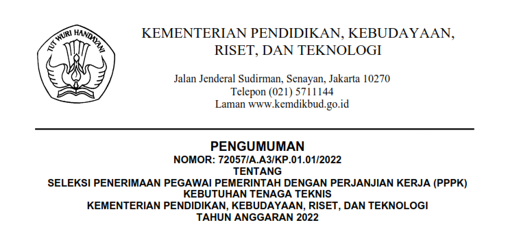 (Sscasn 2023) Pengumuman Seleksi Pppk Tenaga Teknis Dan Dosen